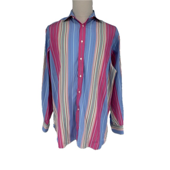 Ralph Lauren Other - Ralph Lauren Purple Label Blue Multicolor Stripe Cotton Shirt 17 XL Long Sleeve